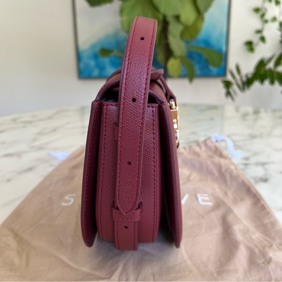 NWT Senreve Cadence Crossbody Italian Pebbled Leather Merlot Burgundy Red Gold - Picture 5 of 16